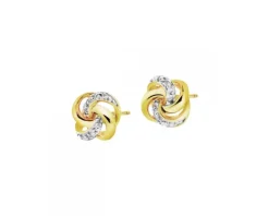 Kolczyki z żółtego złota z diamentami - 0,01 ct - próba 375