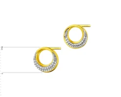 Kolczyki z żółtego złota z diamentami - koła - 0,10 ct - próba 585
