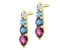 Kolczyki z żółtego złota z diamentami i kamieniami ozdobnymi - próba 585