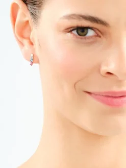 Kolczyki z żółtego złota z diamentami i kamieniami ozdobnymi - próba 585