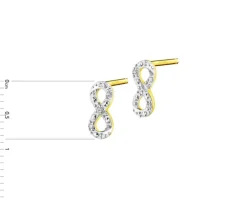 Kolczyki z żółtego złota z diamentami - nieskończoność - 0,01 ct - próba 375