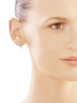 Kolczyki z żółtego złota z diamentami - 0,008 ct - próba 585