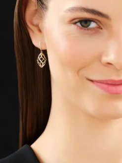 Kolczyki z żółtego złota z diamentami - 0,10 ct - próba 585