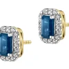 Kolczyki z żółtego złota z diamentami i szafirami - próba 585