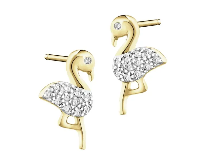 Kolczyki z żółtego złota z diamentami - 0,05 ct - próba 375