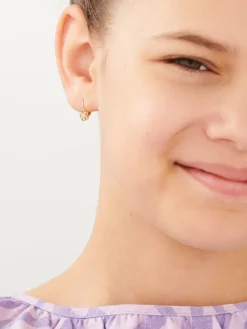 Kolczyki z żółtego złota z diamentami - kwiaty - 0,01 ct - próba 375