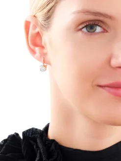 Kolczyki z żółtego złota z diamentami i topazami Sky Blue - próba 585