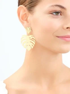 Kolczyki ze stali szlachetnej - monstera