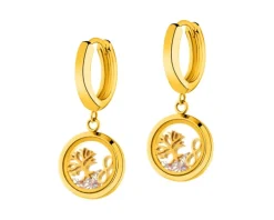 Kolczyki ze stali szlachetnej z cyrkoniami i szklanymi detalami - drzewko, nieskończoność