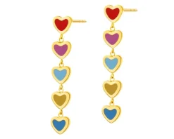 Kolczyki ze stali szlachetnej z emalią - serca