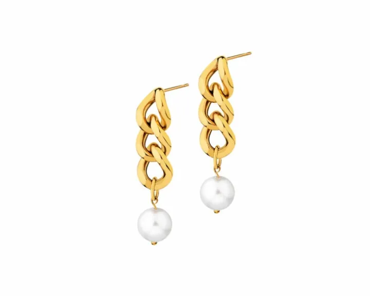 Kolczyki ze stali szlachetnej z perłami