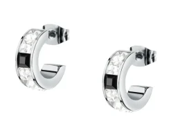 Kolczyki ze stali szlachetnej z cyrkoniami - koła, Karl Lagerfeld