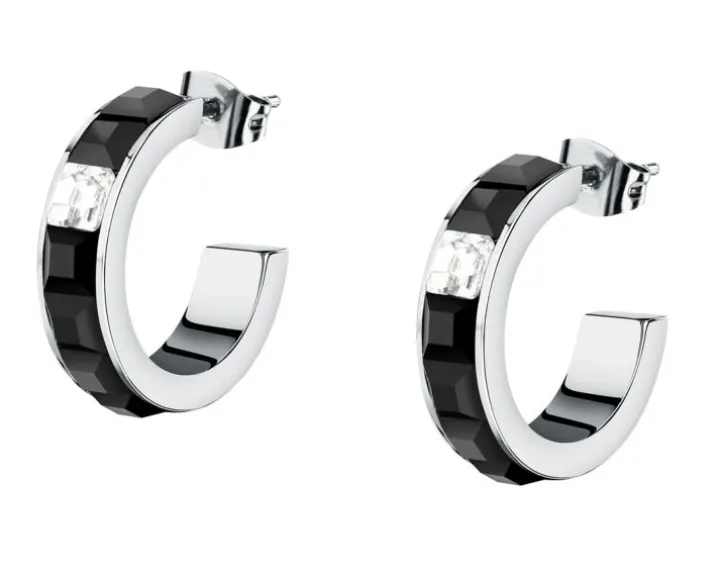 Kolczyki ze stali szlachetnej z cyrkoniami - koła, Karl Lagerfeld