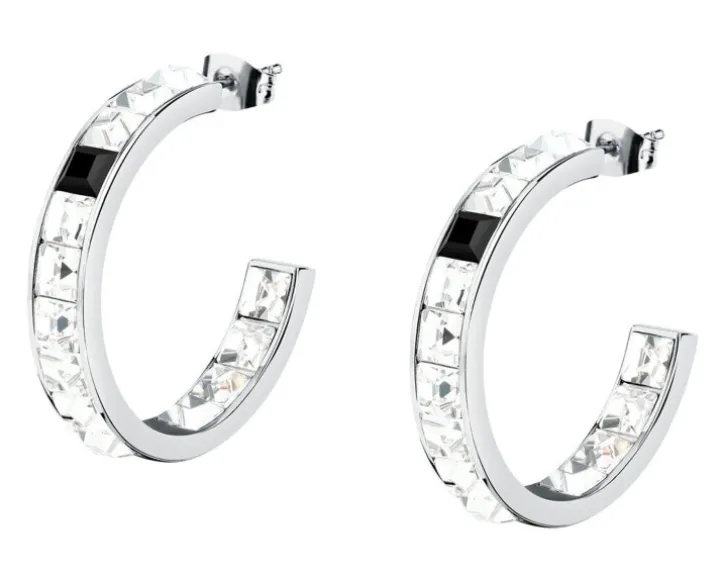 Kolczyki ze stali szlachetnej z cyrkoniami - koła, Karl Lagerfeld