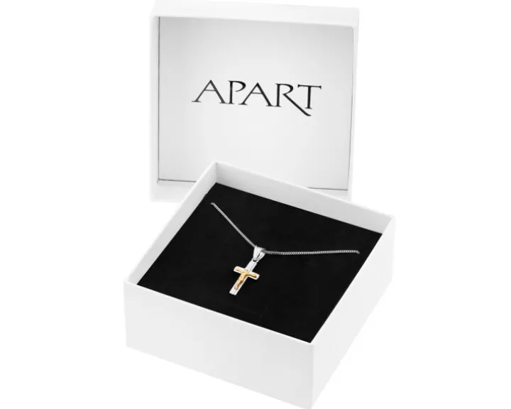 Krzyż - zawieszka srebrna i łańcuszek - komplet