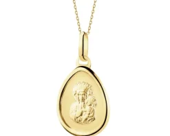 Medalik Matka Boska Częstochowska - złota zawieszka i łańcuszek - komplet