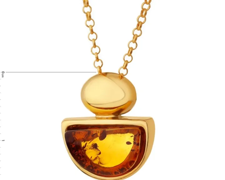 Naszyjnik srebrna z bursztynem