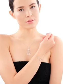 Naszyjnik srebrny - gwiazdy