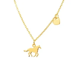 Naszyjnik srebrny - koń, serce