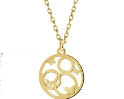 Naszyjnik srebrny - koła, motyle