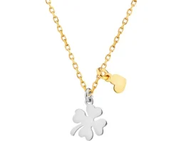 Naszyjnik srebrny - koniczyna, serce