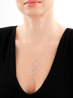 Naszyjnik srebrny - koło, gwiazdy