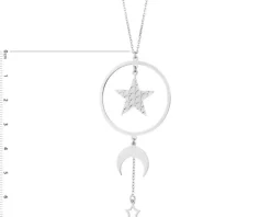 Naszyjnik srebrny - koło, gwiazdy, Księżyc