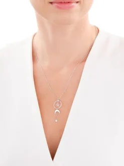 Naszyjnik srebrny - Księżyc, gwiazdy, koło