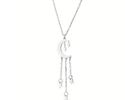 Naszyjnik srebrny - Księżyc, gwiazdy