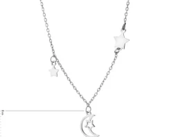 Naszyjnik srebrny - Księżyc, gwiazdy