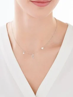 Naszyjnik srebrny - Księżyc, gwiazdy