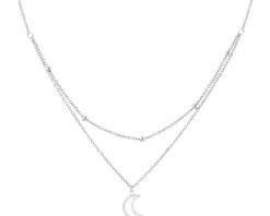 Naszyjnik srebrny - Księżyc, kulki