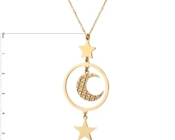 Naszyjnik srebrny - Księżyc, gwiazdy, koło