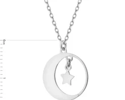 Naszyjnik srebrny - Księżyc, gwiazda