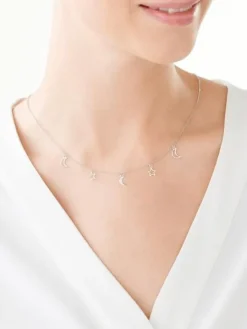 Naszyjnik srebrny - Księżyce, gwiazdy