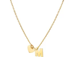 Naszyjnik srebrny - litera M, serce