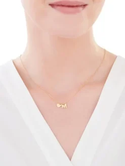 Naszyjnik srebrny - litera M, serce