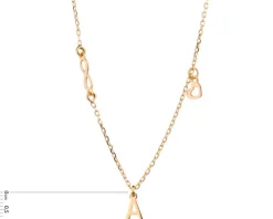 Naszyjnik srebrny - litera A, nieskończoność, serce