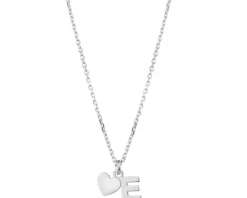 Naszyjnik srebrny - litera E, serce