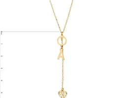 Naszyjnik srebrny - litera A, serce, koło