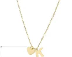 Naszyjnik srebrny - litera K, serce