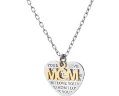 Naszyjnik srebrny - mama, serce