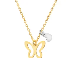 Naszyjnik srebrny - motyl, serce