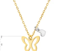 Naszyjnik srebrny - motyl, serce
