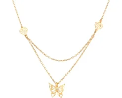 Naszyjnik srebrny - motyl, serca