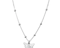 Naszyjnik srebrny - motyl, kulki