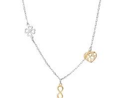 Naszyjnik srebrny - nieskończoność, koniczyna, serce