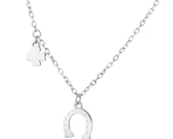 Naszyjnik srebrny - podkowa, koniczyna