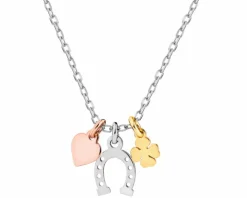 Naszyjnik srebrny - podkowa, koniczyna, serce