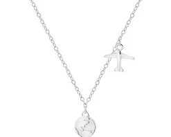 Naszyjnik srebrny - samolot, planeta